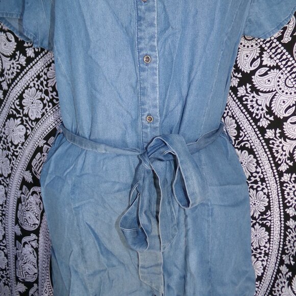 Active USA SS Button Down Denim Dress Sz L - Picture 4 of 8
